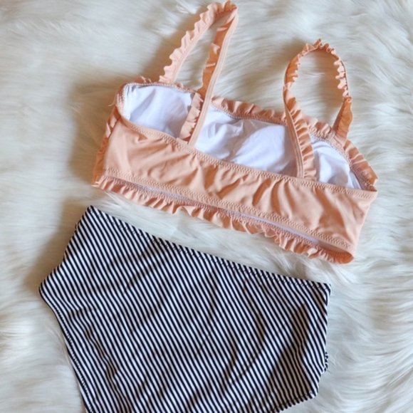 Ruffled Bandeau High Waisted-Two Piece Bikini Set - Picture 6 of 9